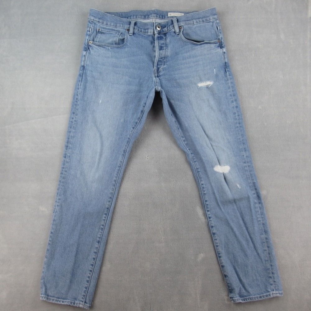 G-Star‎ Raw 3301 Slim Light Wash Distressed Restored Denim Mens Jeans 35x32